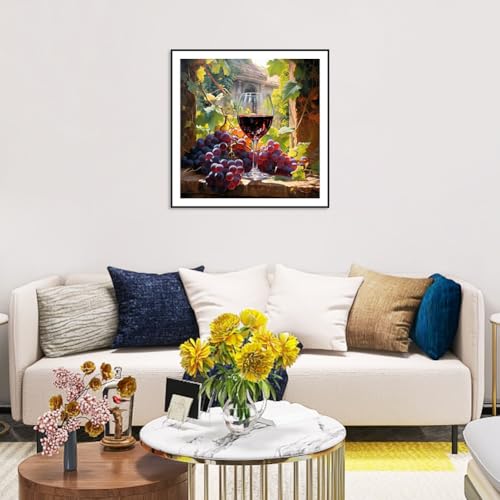 Anuver Red Wine Diamond Art Kits for Adults, Grape Full Drill Diamond Painting for Beginners, 5D Gem Art for Home Wall Decor, 12x12 Inch Anuver