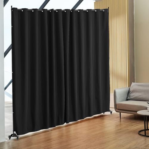VEVOR Room Divider, Portable Panel Room Divider with Wheels Curtain Divider Stand, Freestanding Room Divider Privacy Screen for Office, Bedroom, Dining Room, Study, Black VEVOR
