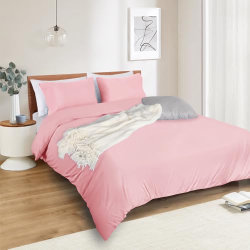Mejoroom Blush Pink Duvet Cover Full - Bedding Sets Full - Soft and Breathable Comforter Cover with Zipper Closure, 3Pieces, 1 Duvet Cover (80x90) and 2 Pillow Cases(20x26) Mejoroom