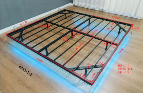 Anwick King Size Floating Bed Frame, Metal Platform Bed, with LED Light,Without Headboard Design, No Box Spring Needed, Noise-Free, Easy Assembly Anwick