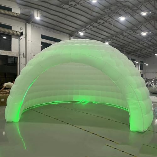 Striking Inflatable Igloo Dome Tent with Led Strips & Big Opening Outdoor Portable Nightclub Disco Igloo Party Wedding House White Oxford Air Marquee for Events (16.4Ft 5m D) YBZCHLM