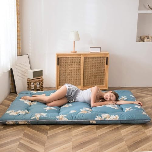 MAXYOYO Floral Printed Rustic Japanese Style Futon Foldable Roll Up Bed Camping Floor Mattress for Adults Floor Lounger Bed Couches and Sofas, Full MAXYOYO