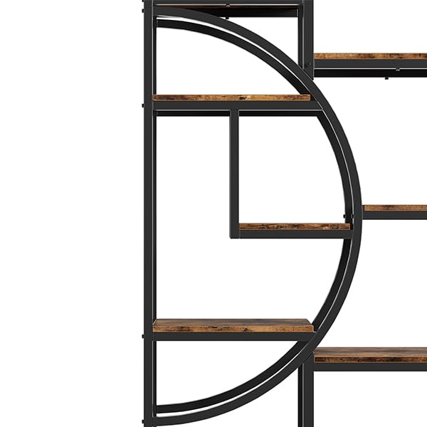 ChicHabitat Bookshelf 9 Tier Tall Wooden Bookcase Shelf Furniture, Standing Book Storage for Bedroom, Living Room and Home Office, Rustic Brown ChicHabitat