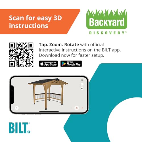 Backyard Discovery Granada Grill Gazebo Pavilion w/Outdoor Bar, 80" Grill Space, Hard Top Steel Metal Roof, Wind Resistant - 100 mph, Supports 4,700 Backyard Discovery