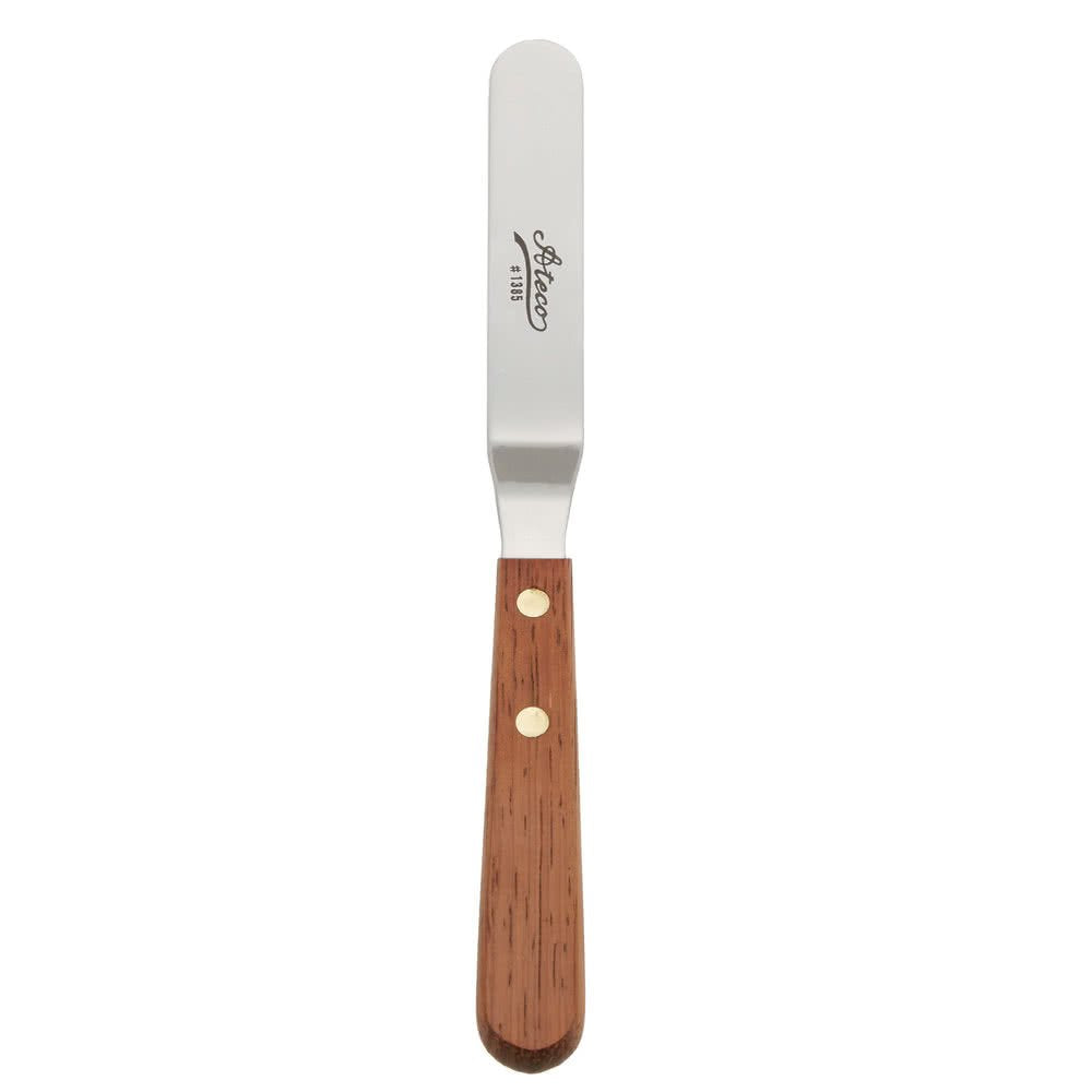 Ateco 1385 Offset Spatula with 4.5-Inch Stainless Steel Blade, Wood Handle, 4.5 Inch, natural Ateco