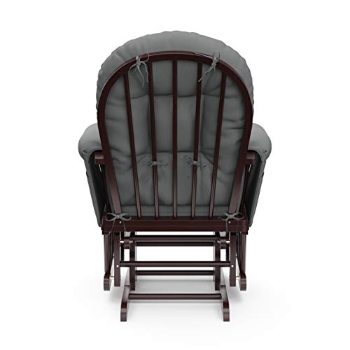 Storkcraft Premium Hoop Glider & Ottoman (Espresso/Gray) — GREENGUARD Gold Certified Nursery Glider, Solid Wood Craftsmanship, Smooth-Gliding Nursery Chair and Ottoman, Award-Winning Storkcraft