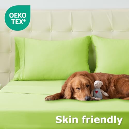 Homilay Twin Size Bed Sheet Set - 3 Piece Soft Microfiber Sheets with Deep Pockets, Cooling Technology, and Wrinkle-Free Pillowcase. Hotel-Quality, Durable Bedding, Sharp Green Homilay