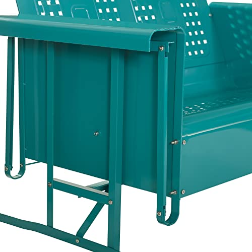 Crosley Furniture CO1024-TU Bates Retro Metal Outdoor Loveseat Glider, Turquoise Gloss Crosley Furniture