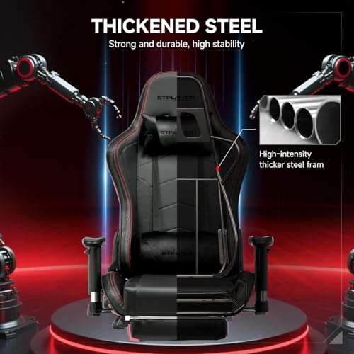 GTPLAYER Gaming Chair,Gamer Chair with Bluetooth and Adjustable Backrest,Seat Height Adjustable Computer Chairs with 3D Armrests,Video Game Chair with Footrest Speakers (Black) GTPLAYER