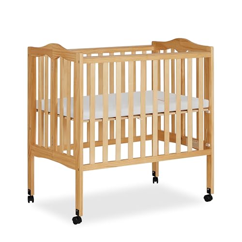 Dream On Me 2-In-1 Lightweight Folding Portable Stationary Side Crib In Natural, Greenguard Gold Certified, Baby Crib To Playpen, Folds Flat For Dream On Me
