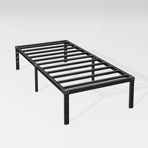 Hafenpo 12 Inch Twin Bed Frame - Sturdy Metal Platform Twin Size, No Box Spring Needed, Heavy Duty, Easy Assembly, Strong Bearing Capacity, Under Bed Storage, Black Hafenpo