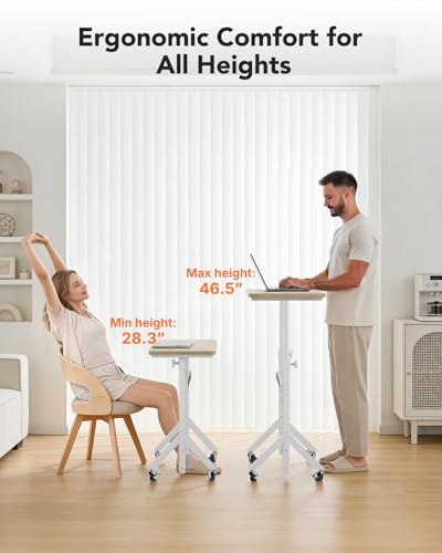 ErGear Small Standing Desk Adjustable Height, 6 Height Settings Up to 46.5″, Walking Pad Desk with Triangular Leg Design, Smooth Mobility with Lockable Wheels, Standing Desk for Walking Pad ErGear
