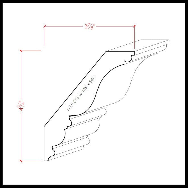 EWCR28 Crown Moulding Trim, 1-1/16" x 6-1/8", Poplar, 94" Newmouldings