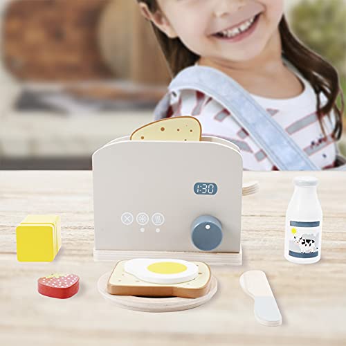 PairPear Pop up Toaster Play Kitchen Playset - Wooden Toy Food 11 Accessories for Kids PairPear