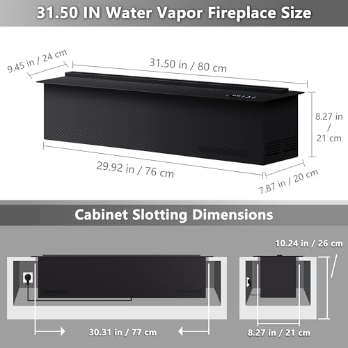 Water Vapor Fireplace Recessed Multicolour Realistic Atomized Flame, Electric Fireplace with Manual Water Control and Remote Control,with 5ft Power Cord,Size: L31.5 x W7.87x H8.27 in Mexhom
