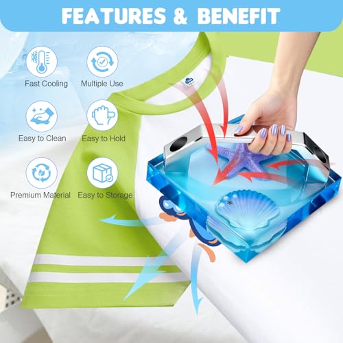 HTV Cooling Block with Handle, Craft Tool Cooler for Heat Press Accessories and Supplies, DTF Transfer Film& Heat Press Paper Vinyl Accessories, DTF Cooling Block with 4"x4"(Ocean Star) Luxiys