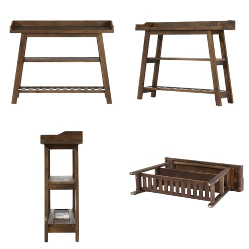LITTLE TREE Solid Wood Entryway Table, 45" Narrow Console Table for Entryway, 3-Tier Modern Farmhouse Behind Couch Sofa Table with Raised Sided Back Panel for Entrance, Entry, Hallway, Dark Brown LITTLE TREE