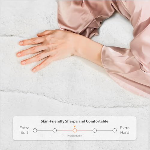 Templewet Heated Mattress Pad Twin Size - Single Control Electric Mattress Pad with 4 Heat Settings & 10 Hour Auto Off,Bed Warmer Mattress Cover 15" Deep Pocket,Machine Washable(White-Sherpa) Templewet