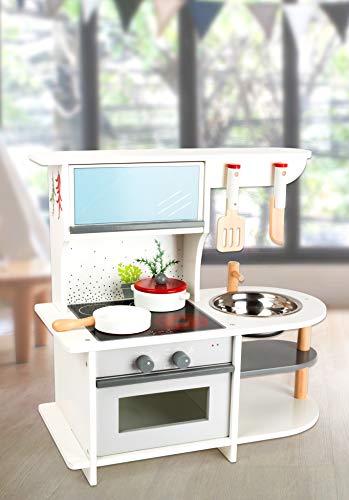 Small Foot Wooden Toys Graceful Children's Play Kitchen with Range, Oven, Kitchen Sink, and Accessories Designed for Children Ages 3+, Multi Small Foot