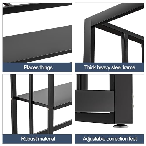 Fizgot Black Fish Tank Stand Metal Aquarium Stand 55-75 Gallon Aquarium Turtle Tank 48.4" x 14.8" x 29.1" Breeder Reptile Tank Stand Fizgot