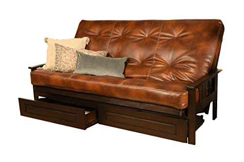 Kodiak Furniture Monterey Queen-size Futon, Storage Drawers, Espresso Finish with Oregon Trail Saddle Mattress Kodiak Furniture
