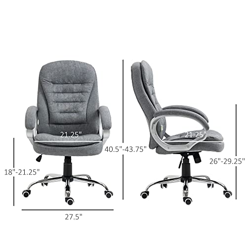Vinsetto High Back Home Office Chair Executive Computer Chair with Adjustable Height, Upholstered Thick Padding Headrest and Armrest - Grey Vinsetto