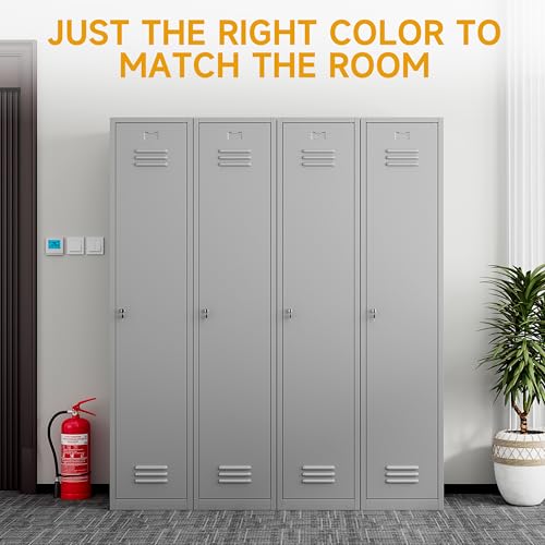 Firstsky 71'' Metal Locker with Keys for School,Gym,3 Tier Steel Office Storage Locker with Hook,Tall Cabinet for Employees (Gray, 1-Door) Firstsky