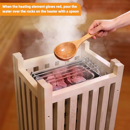 ZONEMEL Indoor Luxury Sauna – Dual Dry & Wet System, Canadian Red Cedar, Infrared Carbon Heating, 4-5 Person, 220V, 6KW Harvia Stove, 10 Heaters, WiFi Control, LED Ambient Lights, 71″W × 59″D × 74.8″H ZONEMEL