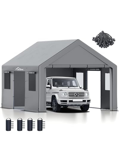 Acepic Upgraded 13x20ft Heavy Duty Carport, Portable Carport Features Roll-up Windows & Doors, UV Resistant Waterproof All-Season Tarp for Car, Truck, Boat Acepic