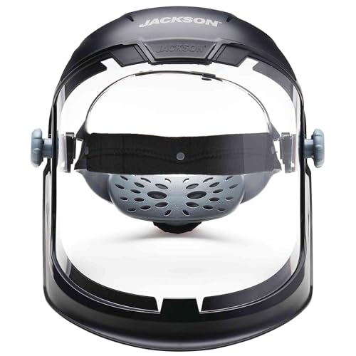 Jackson Safety Lightweight MAXVIEW Premium Face Shield - Mask with 370 Speed Dial Ratcheting Headgear, ANSI Z87.1, for Work, Grinding, Cutting - Anti Fog Coating - Clear Tint Jackson Safety