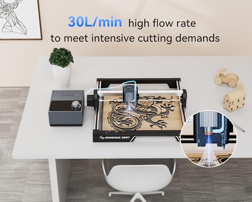 ATOMSTACK F40 Air Assist 10-60 L/min Laser Air Support Pump for Laser Cutters Airflow Engraver Faster and Deeper Cutting Lower Noise Lower Vibration ATOMSTACK