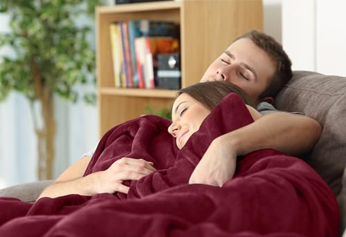 Utopia Bedding Fleece Blanket King Size Burgundy 300GSM Luxury Anti-Static Fuzzy Soft Microfiber Bed Blanket (90x102 Inch) Utopia Bedding