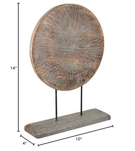 Eximious India Farmhouse Table Sculpture Home Decor Statue Mandala Carved for Modern Home 10" x 14", Living Room, Fireplace Mantel Shelf, Table and Entryway Decor Stand KHST04 Eximious India