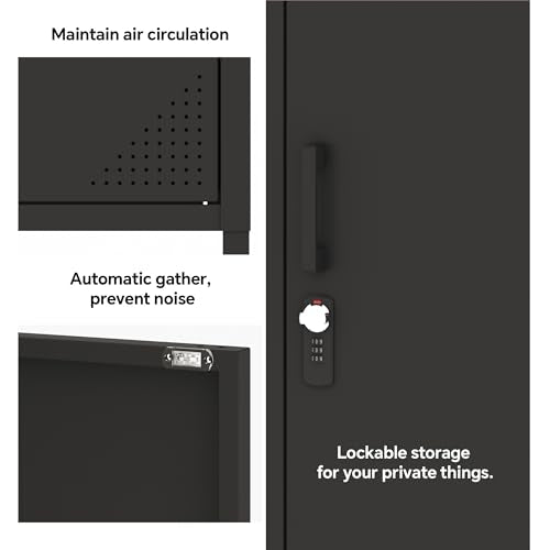 Steehoom Metal Locker Cabinet Lockable Bathroom Storage Cabinet Black 4 Tier Employee Lockers for Home, School, Office, Garage H49.21'' (Black) Steehoom