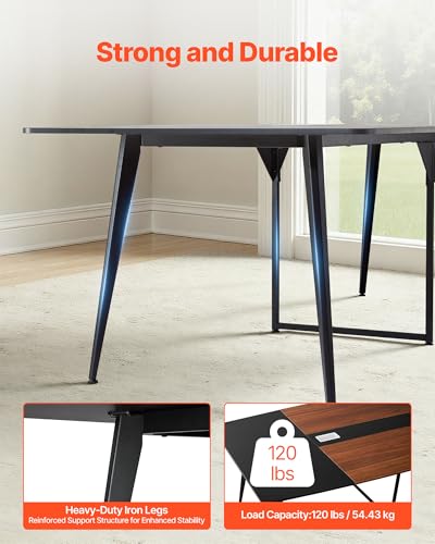 VEVOR Conference Table, 8 ft Boat Shaped Office Meeting Table for 10 Person, Modern Large Boat Meeting Desk with Metal Legs, Ideal for Office, Boardroom, Conference Room, Easy Assembly, Black & Brown VEVOR