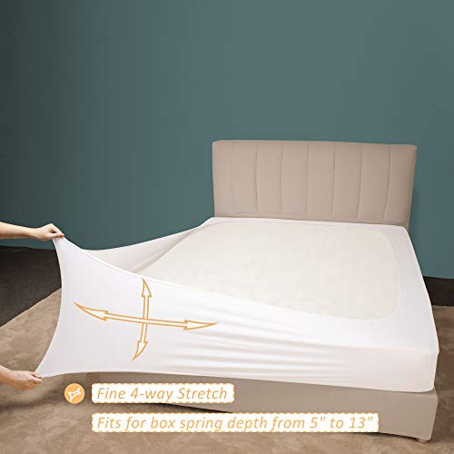 Stretch Jersey Box Spring Cover Wrap Around, Bed Skirt Alternative, Ultra Soft & Wrinkle Resistant, Queen/Queen XL, White Mrs Awesome