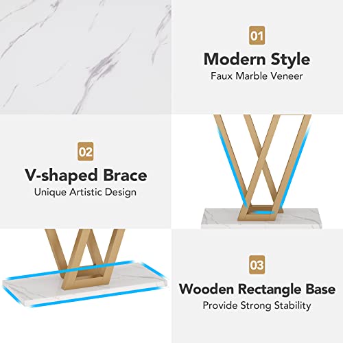 Tribesigns Gold Console Table, Modern Hallway Table for Entryway, 43 Inch Entryway Tables Narrow Sofa Table for Living Room, Stable Metal Frame & Easy Assemble, Faux Marble White Tribesigns