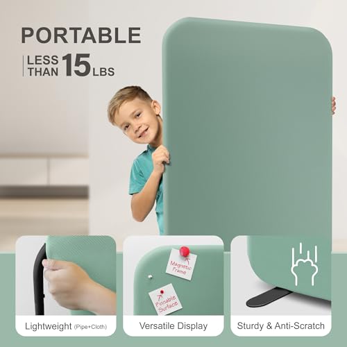 DECOLAB Standing Room Divider, Space Privacy Partition, Portable Wall Panel for Studio Apartment, Office, Home, Classroom, Scratch Resistance, 29"x65", Aqua DECOLAB