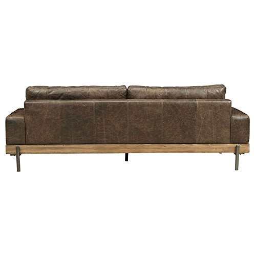 Acme Silchester Leather Sofa in Oak and Distress Chocolate Acme