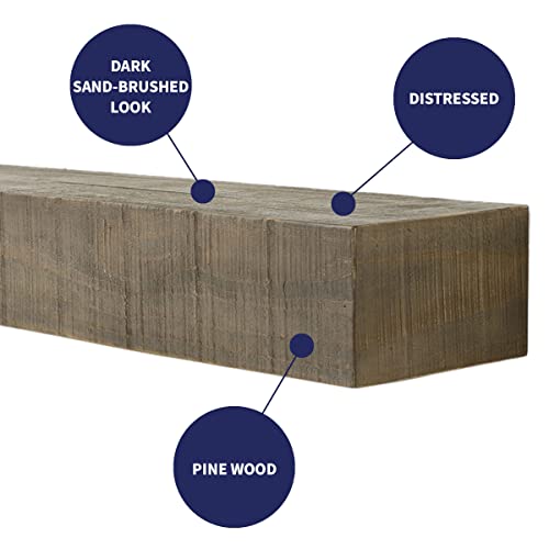 Country Living Wood Fireplace Mantel Shelf - Stockbridge 60 Inch Beach Sand Finish | Rustic Distressed Pine Beam with Hand-Hewn Details; for Fireplaces, Hearths & Décor Country Living