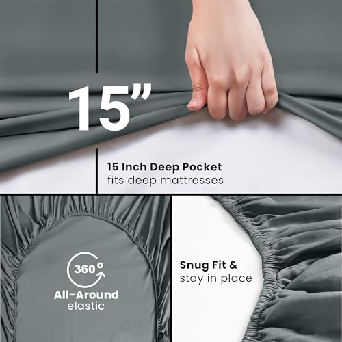 Utopia Bedding King Fitted Sheet - Bottom Sheet - Deep Pocket - Polyester - Shrinkage and Fade Resistant - Easy Care -1 Fitted Sheet Only (Grey) Utopia Bedding