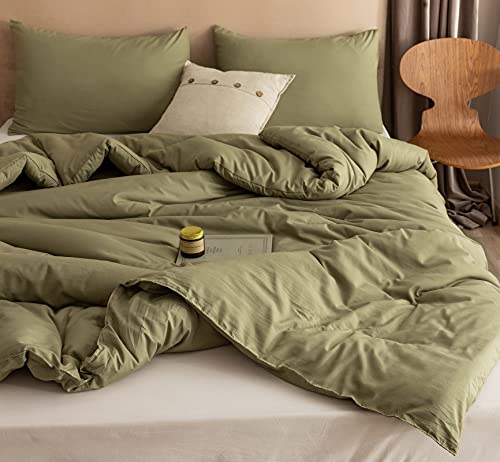 ROSGONIA King Size Comforter Set Olive Green, 3pcs (1 Boho Comforter & 2 Pillowcases), Lightweight Bedding Blanket All Season Bedspreads Quilt ROSGONIA