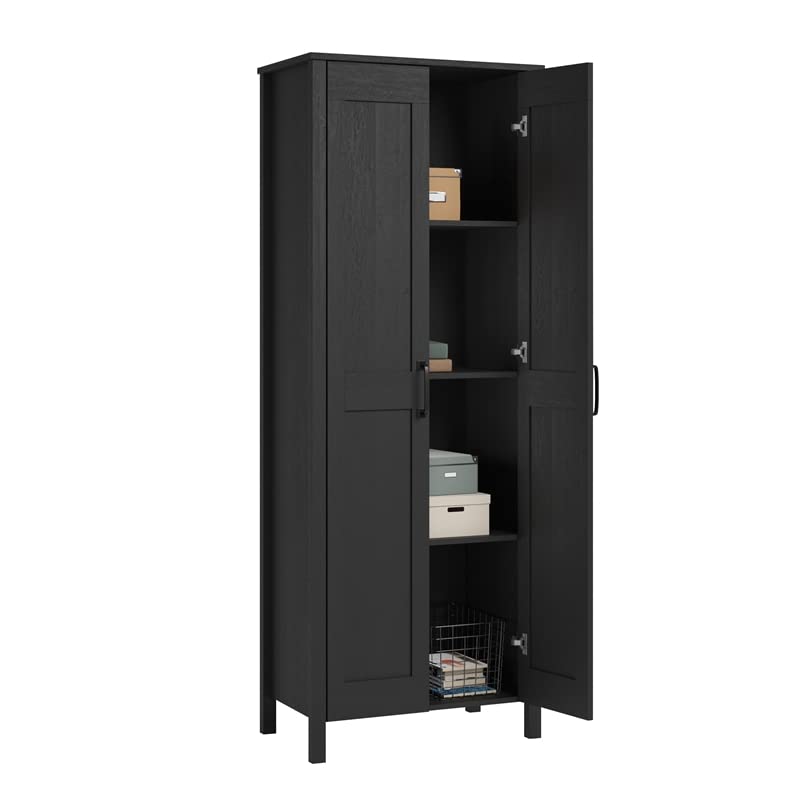Sauder Miscellaneous 2-Door Storage Cabinet, L: 27.09" x W: 15.39" x H: 72.05", Raven Oak Finish Sauder