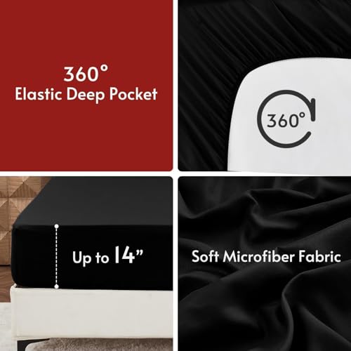 MUXHOMO 7 Pieces King Comforter Set, Reversible Bed in a Bag King Size, All Season Bedding Set with Comforter, Flat Sheet, Fitted Sheet, Pillowcases & Shams, Red & Black MUXHOMO