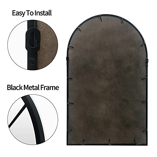 HQiJun Wall Mirror Window Decorative Mirrors Arched Farmhouse for Living Room Bedroom Entryway Bathroom Vanity (19.7” x31.5” x0.9”) HQiJun
