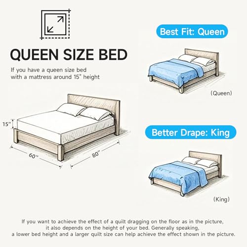 Lavsiry White Queen Size Quilt Bedding Set with Pillow Shams, Summer Lightweight Bedspread Coverlet, Soft Quilted Blanket Thin Comforter for All Seasons Lavsiry