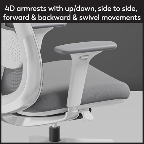 WorkPro® Uomo Ergonomic Mesh/Fabric Mid-Back Office Chair, White/Gray, BIFMA Compliant WorkPro