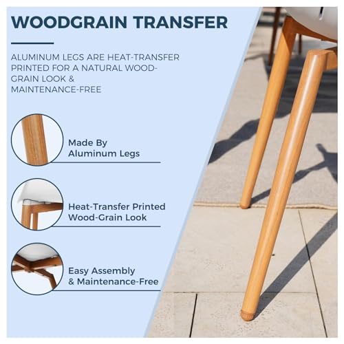 Grand patio 7-Piece Outdoor Dining Set with 6 Outdoor Modern Recycled Plastic Dining Chairs Rust Free Frame, Woodgrain Legs, Whale Modeling Design for Kitchen, Dining (Light Gray) Grand patio