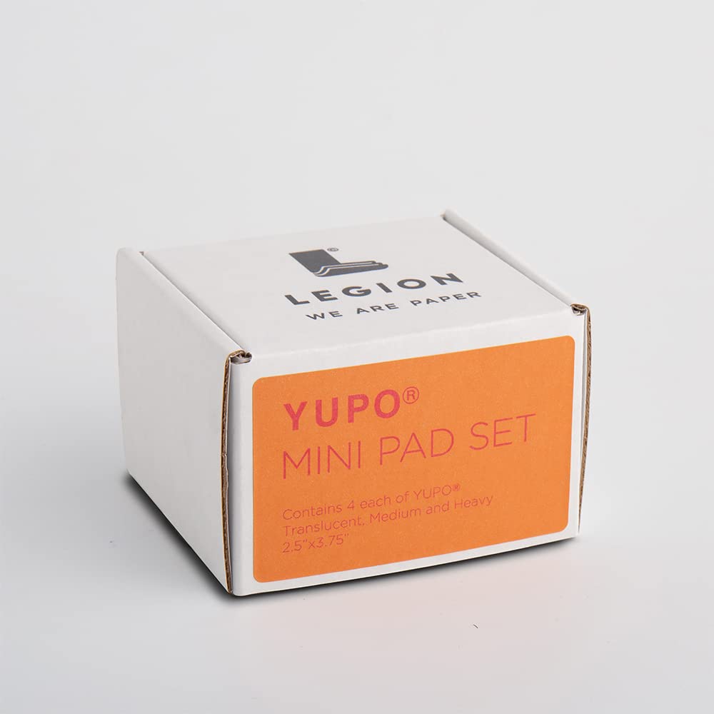 Legion Mini Pad 2.5 x 3.75 Inch, Waterproof and Stain-Resistant Sampler Set of 12 Yupo Artist Pads Containing 4 Pads Each of Yupo Medium, Yupo Heavy, and Yupo Translucent Yupo