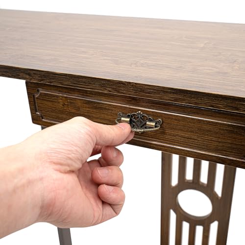 REHOUPTU Sofa Tables, Japanese Style Console Sofa Table, Walnut Bamboo Console Table Entryway Narrow Long Console Table Vintage Table Hallway Table with Shelves, Side Table, Display Table REHOUPTU